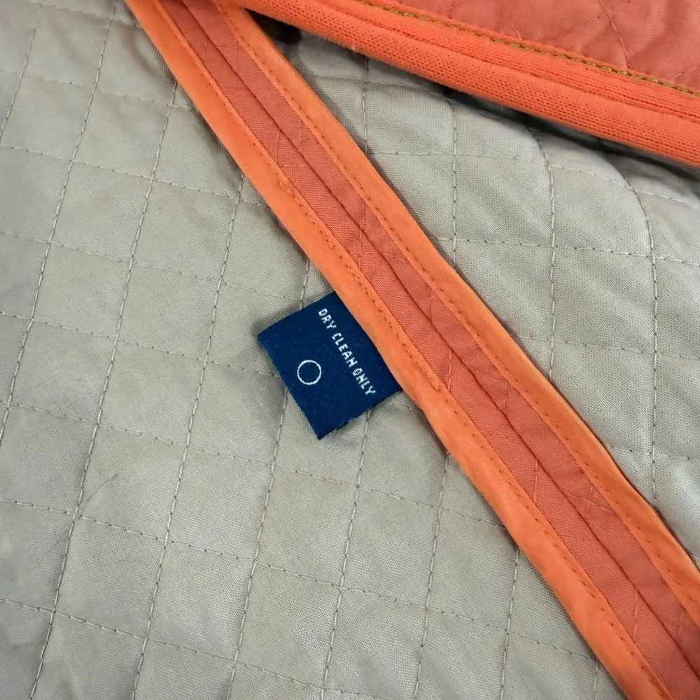 Evan Picone Womens 20W Pre-Owned Quilted Blazer Coral Orange Trim Open Barn Coat